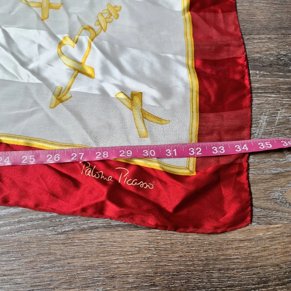 Vintage Paloma Picasso Twill Silk  ❌️,♥️, 🌟s Scarf, 34 X 33.5 Inches